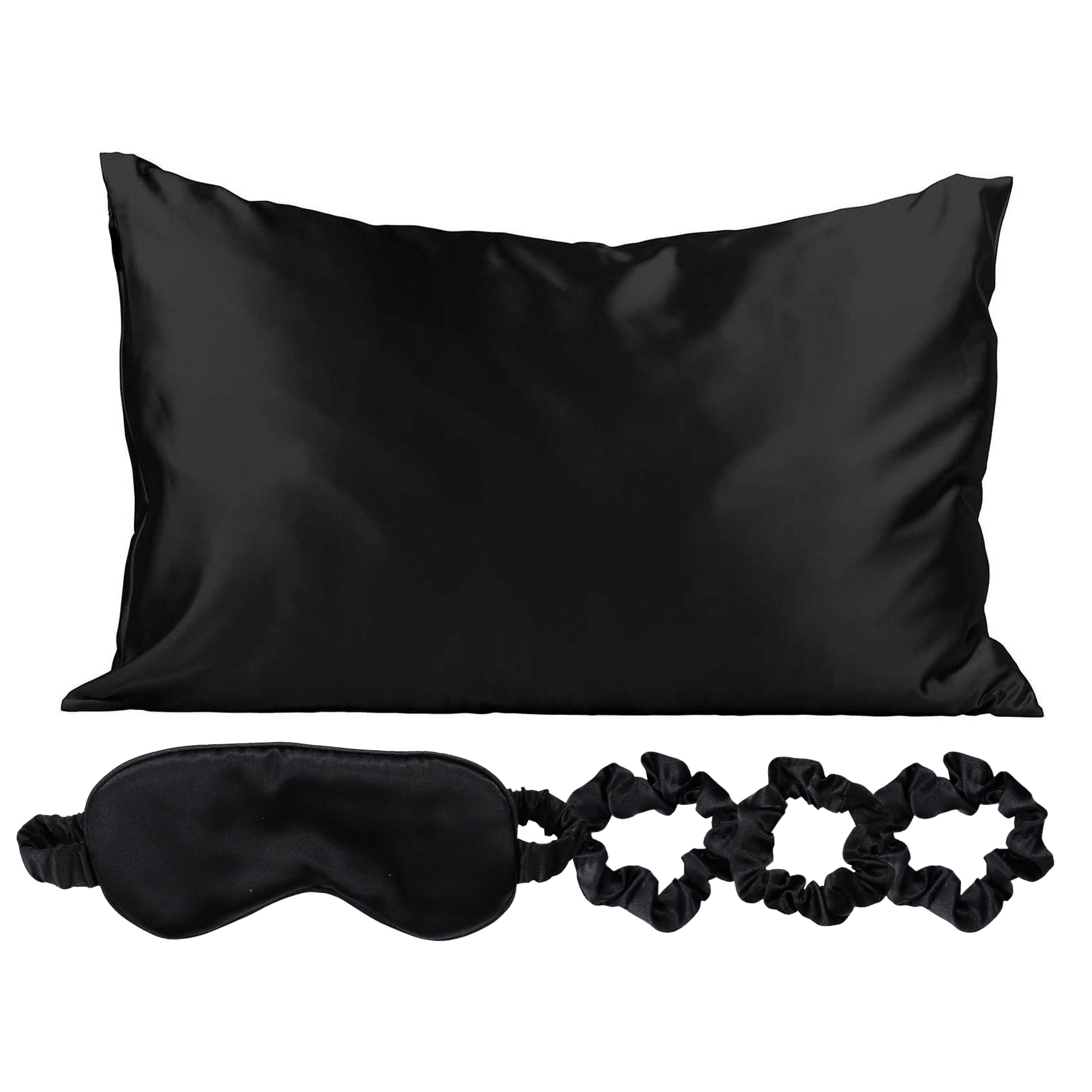 Satin Self Care Sleep Set - Midnight Black