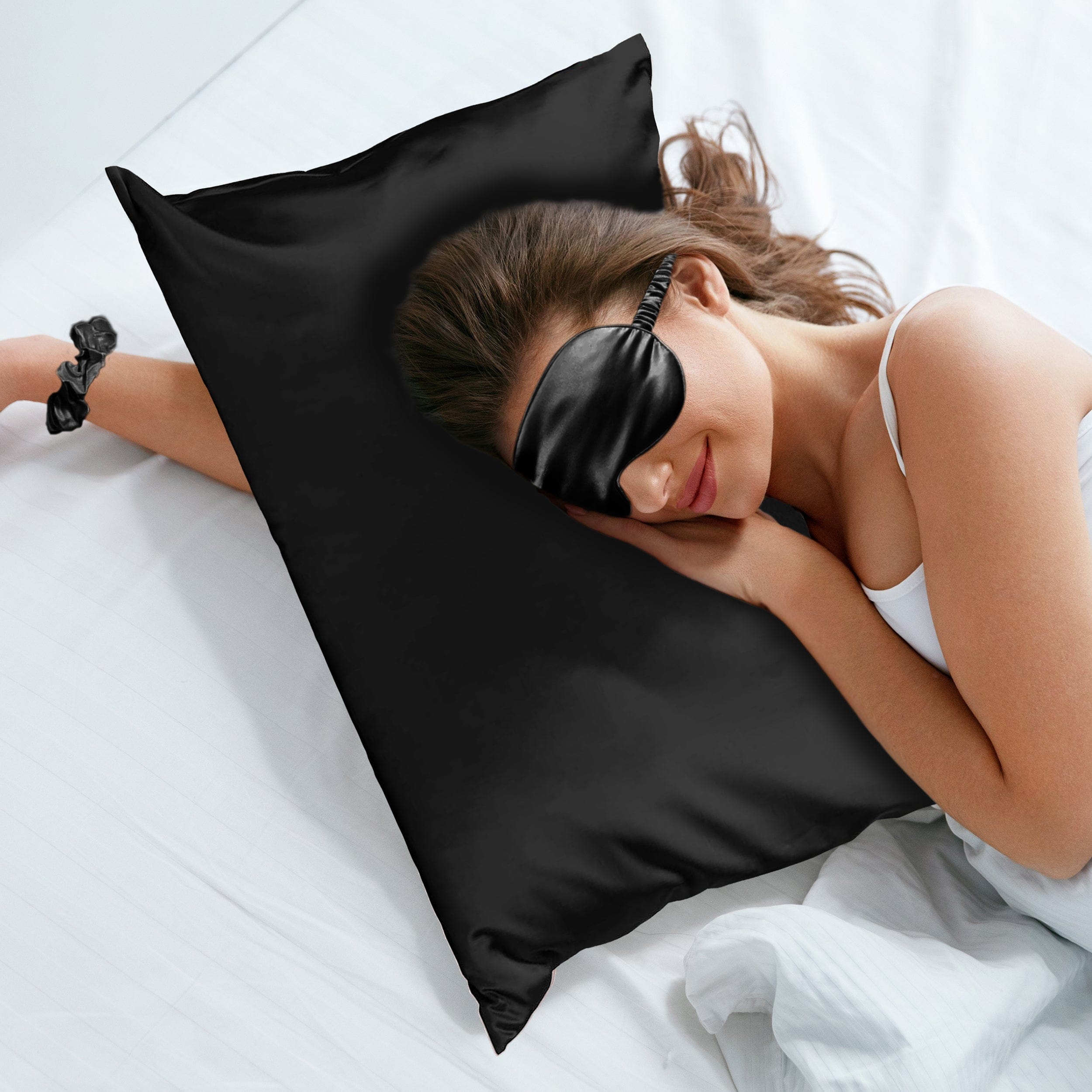 Satin Self Care Sleep Set - Midnight Black