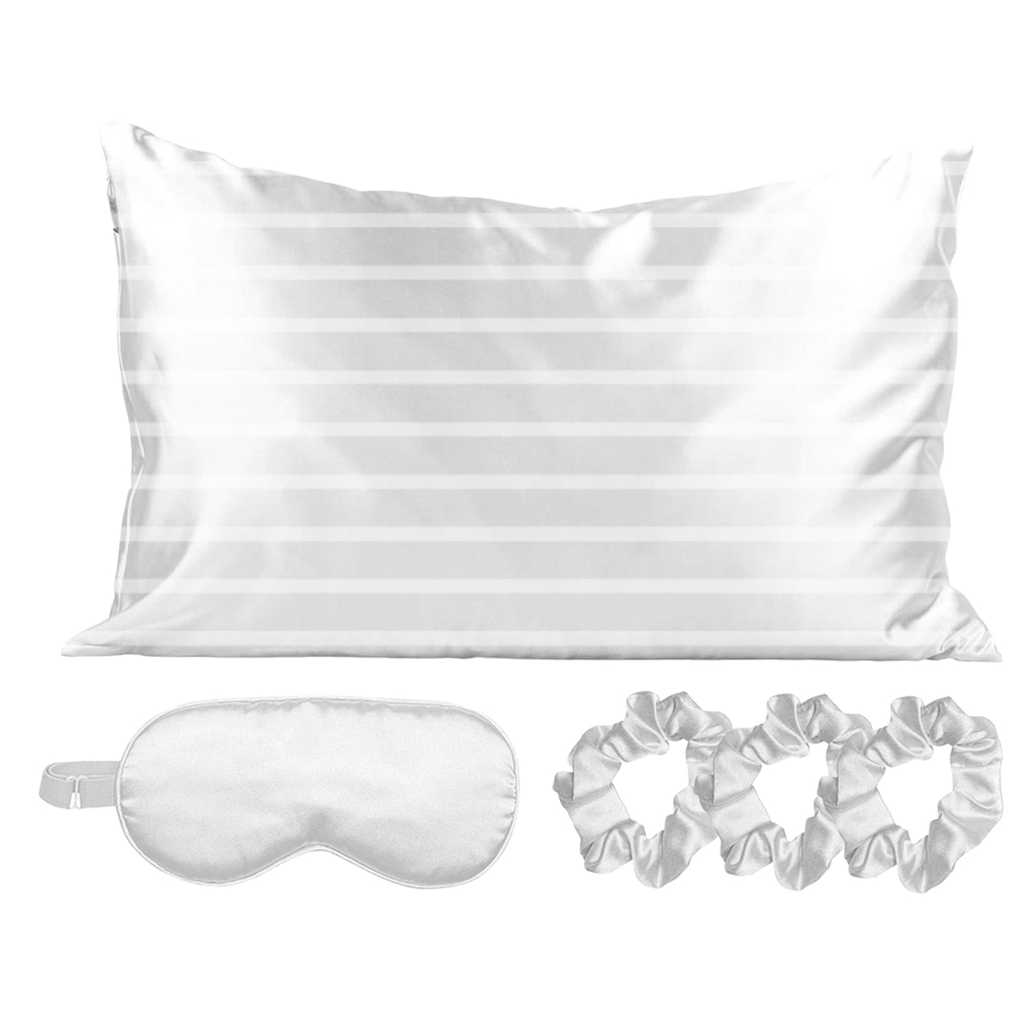 Satin Self Care Sleep Set - White Stripes