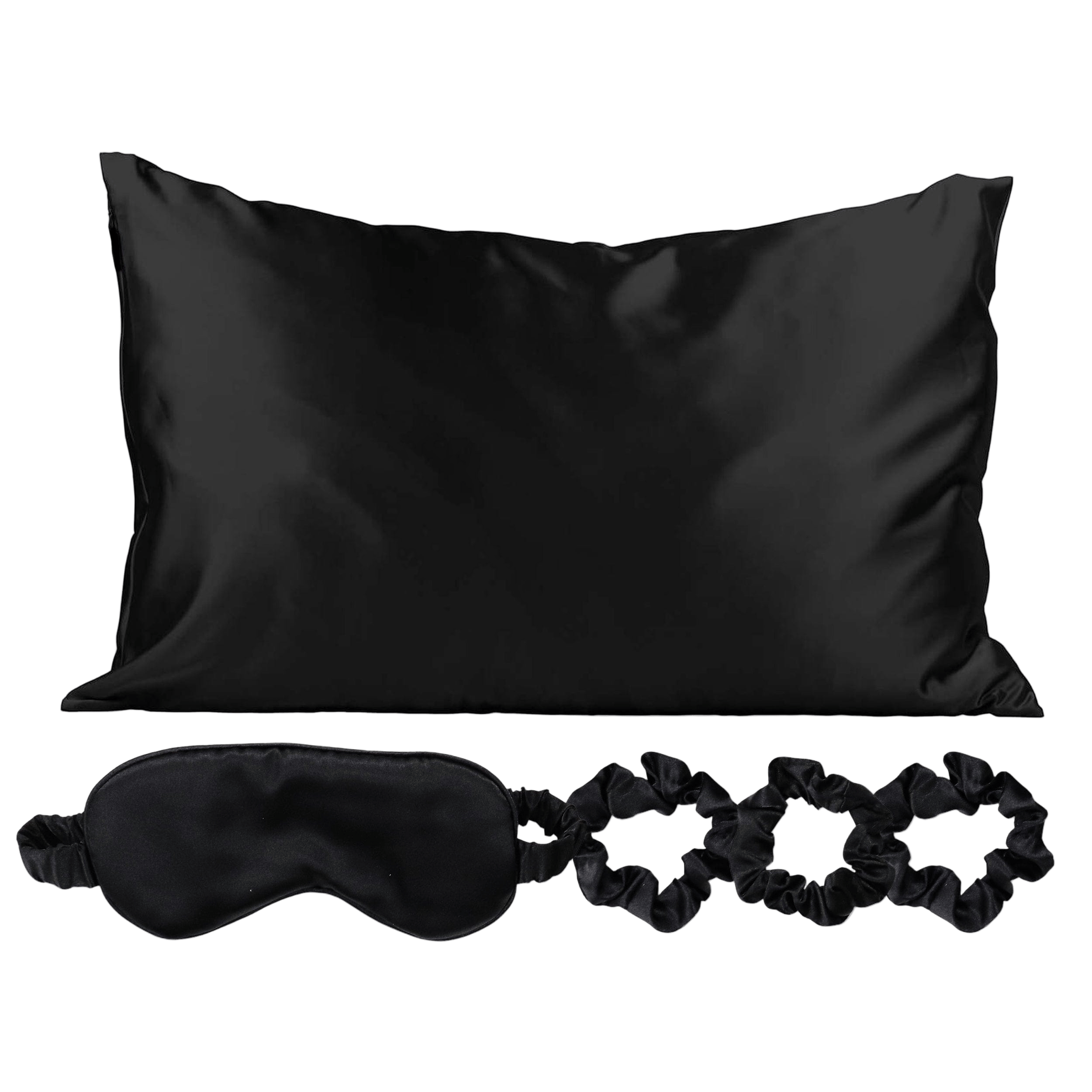 Satin Self Care Sleep Set - Midnight Black