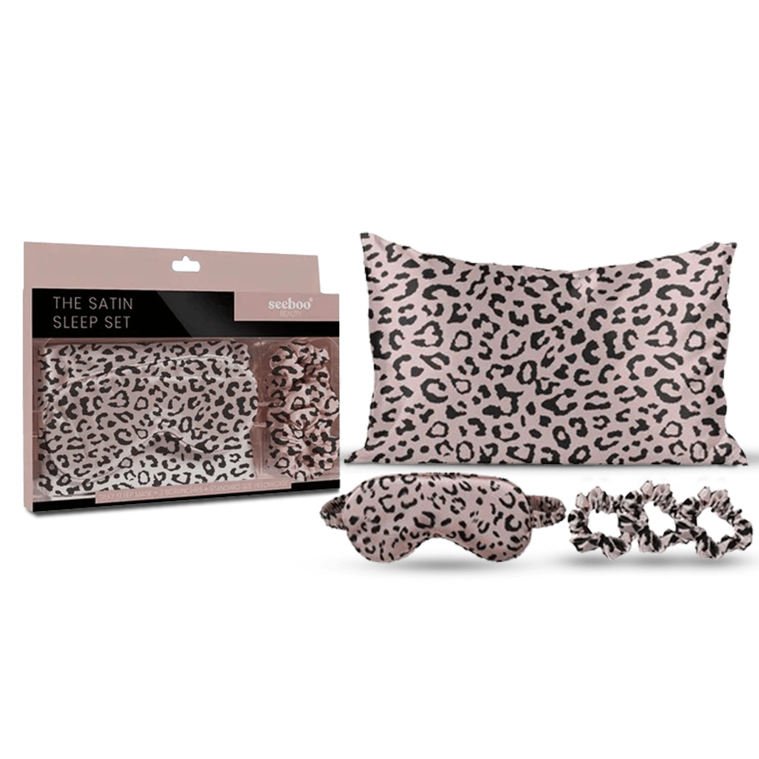 Satin Self Care Sleep Set - Leopard