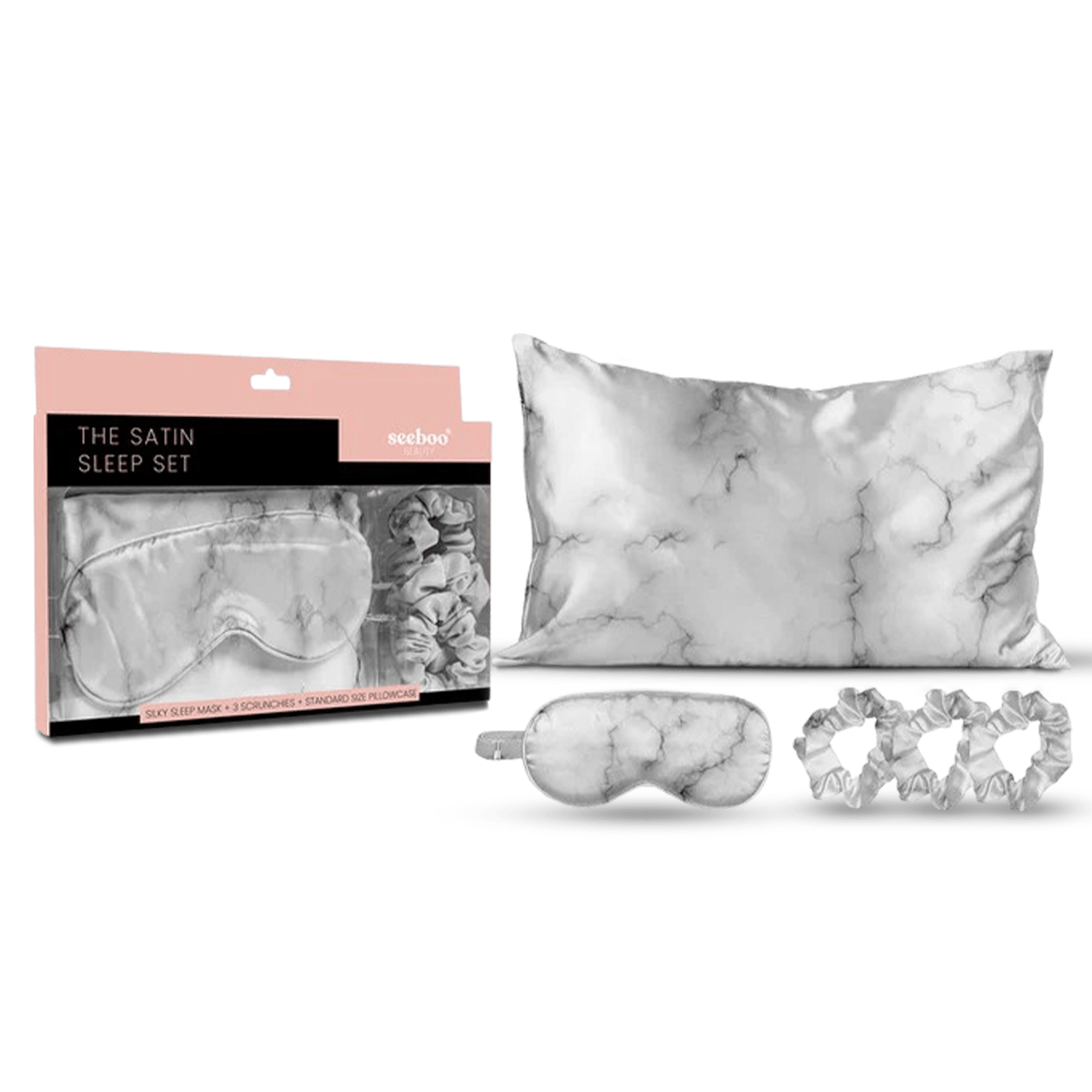 Satin Self Care Sleep Set - Marble