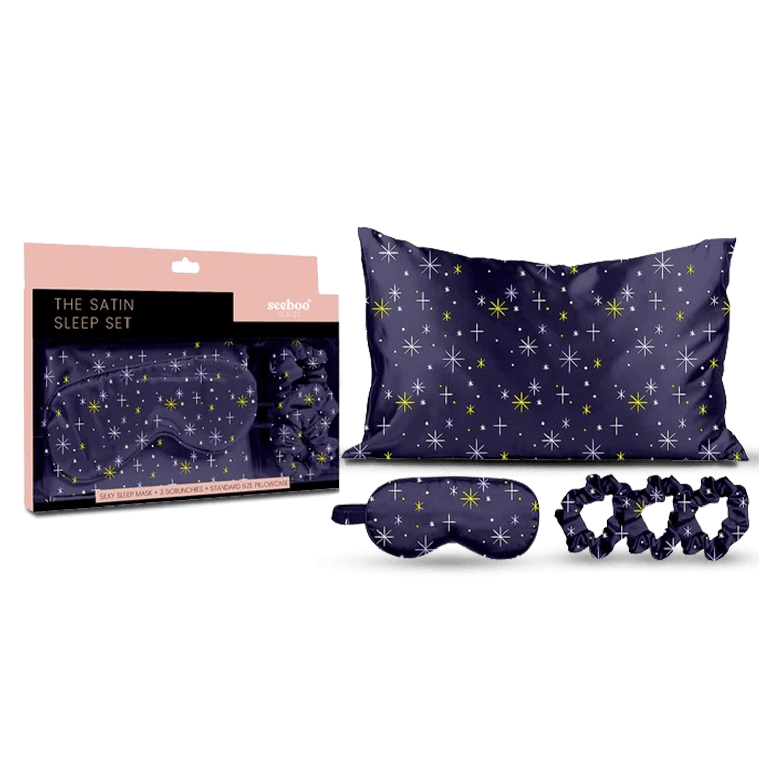 Satin Self Care Sleep Set - Midnight