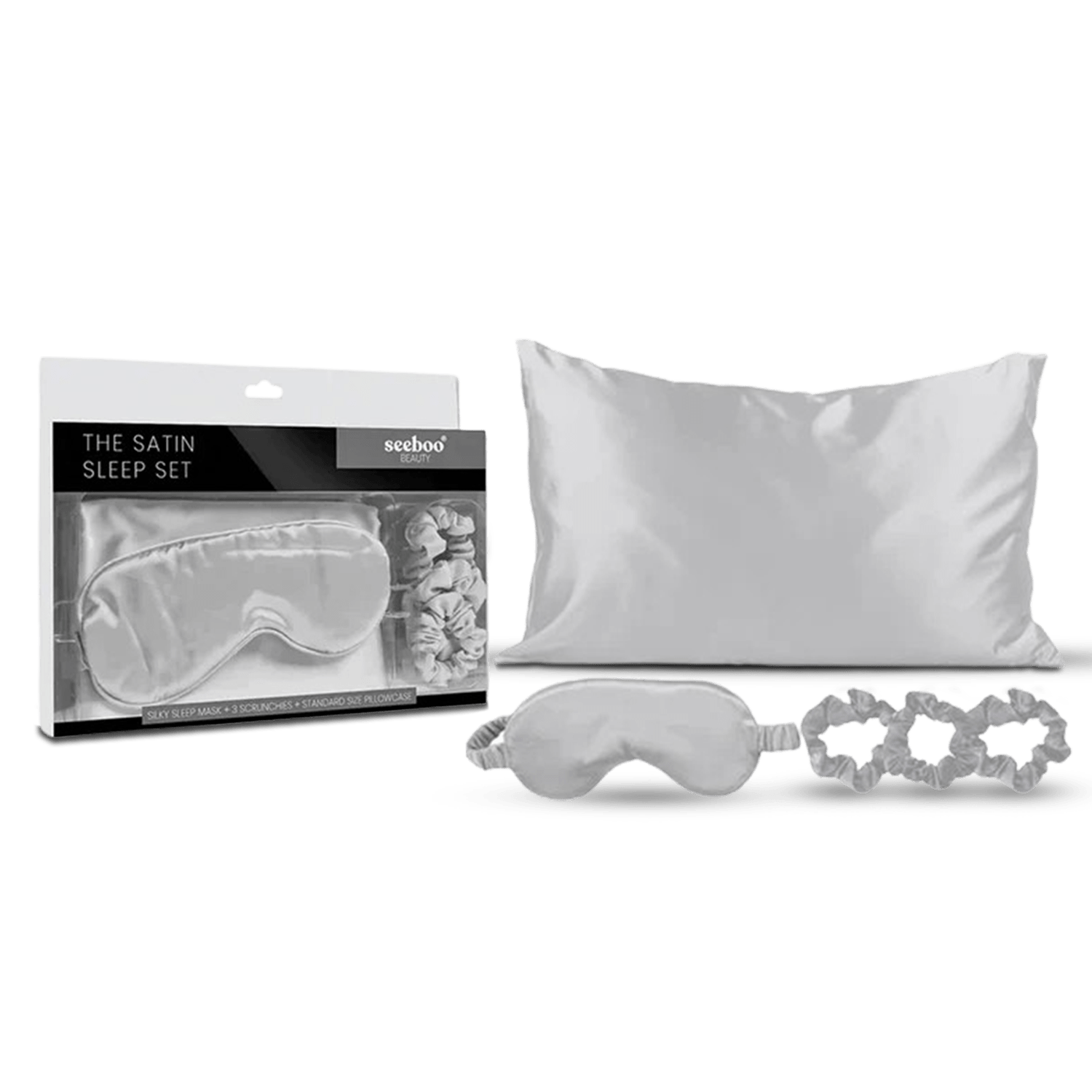 Satin Self Care Sleep Set - Silver