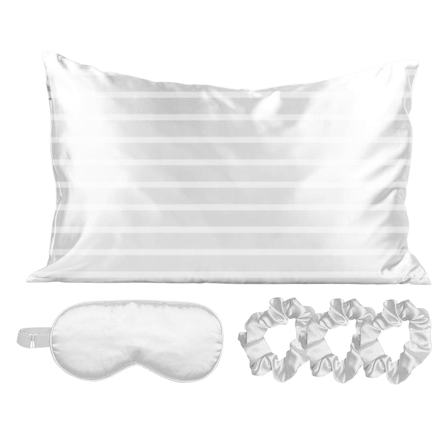 Satin Self Care Sleep Set - White Stripes
